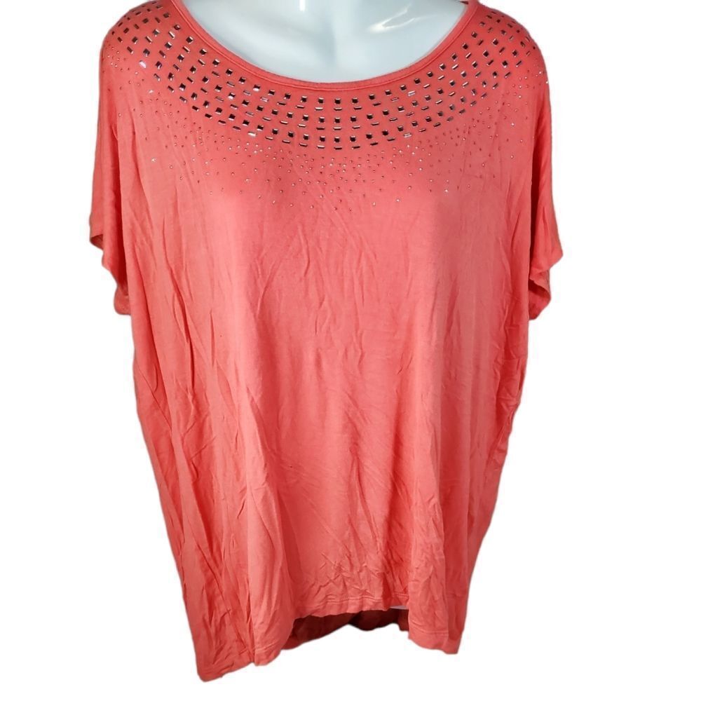 DESIGN HISTORY embellished short sleeve blouse XL